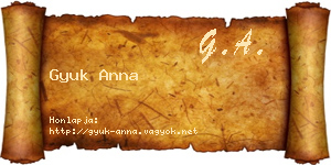 Gyuk Anna névjegykártya